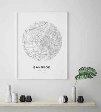 Bangkok Map Print, Bangkok Thailand, Map Print Art poster Choose your Size.