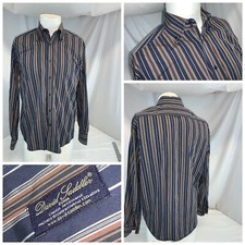 David Saddler Shirt 15.5 34 M Blue Stripe Cotton Italy LNWOT YGI F0-234
