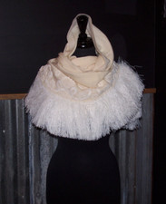 1960s Vtg Marvienne Vienna Wool Wedding Shawl/Glamour Wrap/Beads/Sequins/Fringe