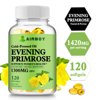 Evening Primrose Oil 1300mg - GLA - Cold-Pressed, Anti-Aging, Whitening, NON-GMO