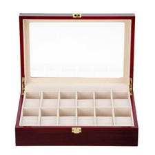 Uhren Box Holz Uhrenkoffer Uhren Truhe f&uuml;r 12 Uhren Uhrenkasten Uhrenschatulle