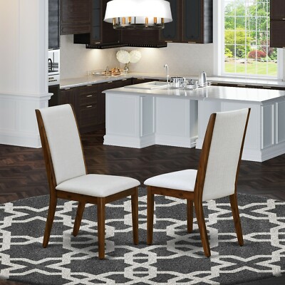 Set of Lancy parsons dining chairs grey linen fabric padding in