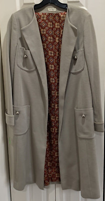 Vtg NWT Jim Baldwin Lord & Taylor Long Open Taupe Blazer Jacket Size 12 Lined