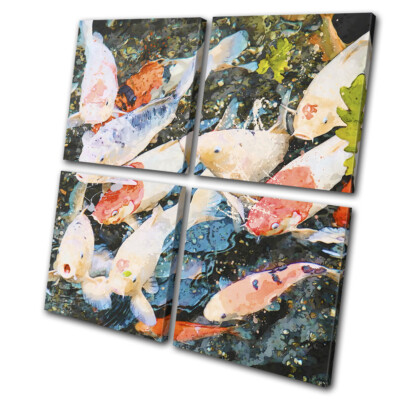 Koi Karpfen Teich Fische Farbe Tiere MULTI LEINWAND WANDBILD Bild Druck