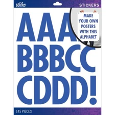 STICKO ALPHABET STICKERS - BLUE FUTURA REGULAR - X LARGE - 10 SHEETS - 6.5 cm