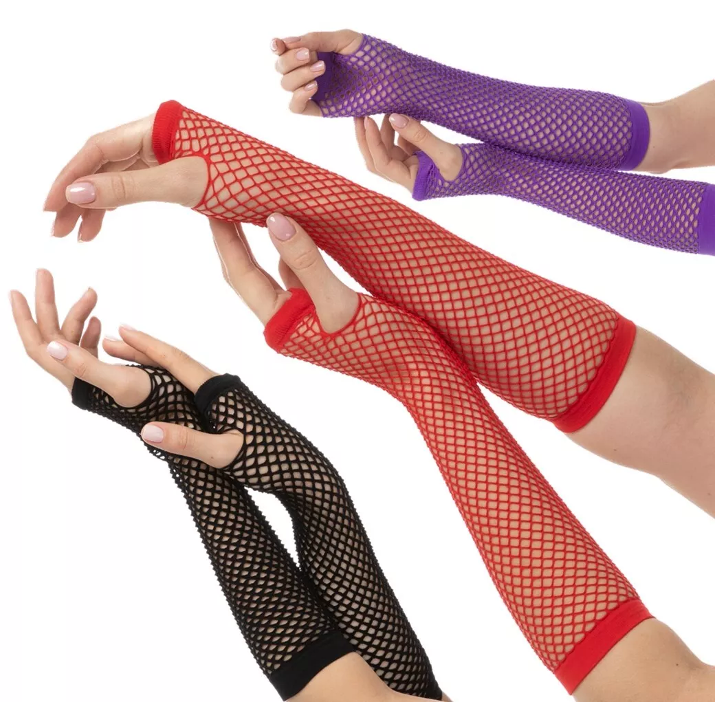 Long best sale fishnet gloves