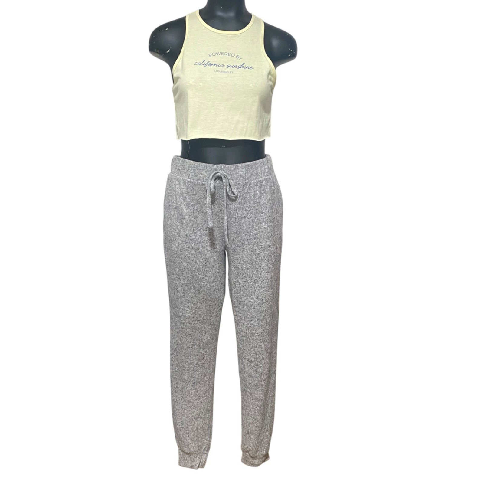 Wondering Dreams Gray Soft Knit Jogger Pajama Bottoms Size Medium