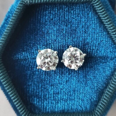 0,2ct Ohrringe Weißgold Diamant Testpass Laborgefertigt VVS1/D/Top