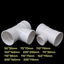 50mm-200mm PVC Drainage Pipe T-Shape Tee 3-Way Connector Adapter Drain Fittings
