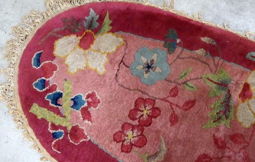 Handmade antique Art Deco Chinese rug 2' x 4.1' (61cm x 125cm) 1920s - 1B567 - Picture 5 of 7