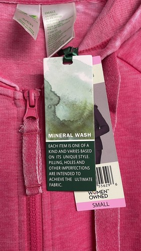 Green Tea Womens Mineral Wash Hoodie Drawstring Long Sleeve Jacket Small, - Picture 12 of 24
