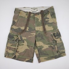 Abercrombie Fitch Cargo Shorts Heavy Drawstring Zip Woodland Camo Boys Youth 16