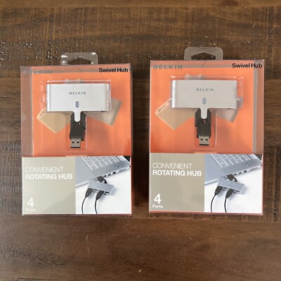 2 Pack Belkin Convenient Rotating Hub High Speed Swivel 4 Ports-USB-Mac Windows