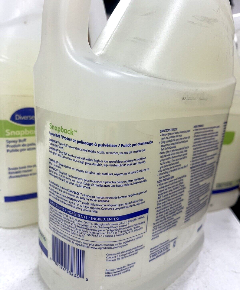 4 Jugs (1 Gallon Each) Diversey Snapback Spray Floor Buff Liquid eBay
