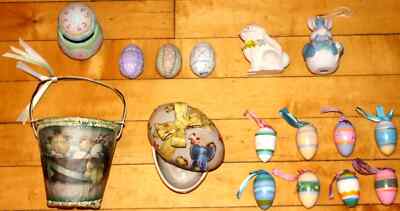HUGE LOT VINTAGE Easter/Spring Décor-''Midwest Importers'' Rabbit/HANDPAINTED Eggs