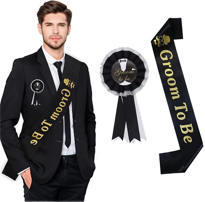 2PCS Groom Sash Badge Set, Bachelor Party Supplies for Men Groom to Be Sash Team