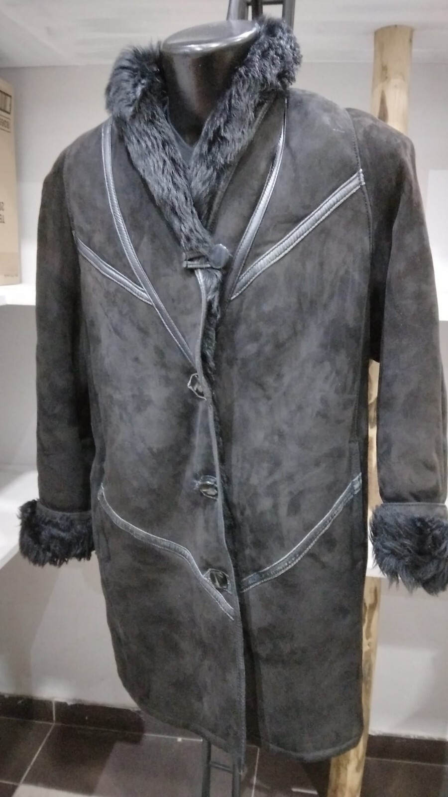 Pre-owned Women's Black Sheepskin Jacket Size 48 MGS384PI