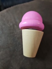 Unbranded Wooden Ice Cream Cone Play Toy Food 2 Pieces- Approx 2 In And 1.5 In