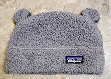 Patagonia Furry Friends Hat Fuzzy Bear Beanie Hat Gray Snow Hat