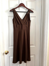 NWT J CREW Brown Sophia Silk Dress Sleeveless Empire 4 Petite Free Ship