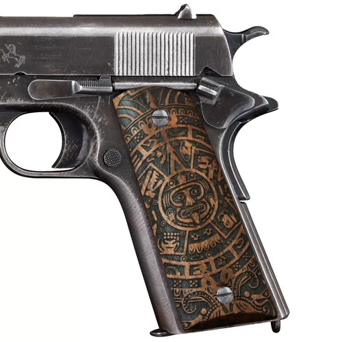 New Colt 1911 Grips Full Size Engraved Turkish Walnut Wood Hand Pistol Set Nice - Picture 2 of 4