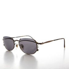 Bronze Semi-Rimless Cyber Core Vintage Sunglasses - Kaylen