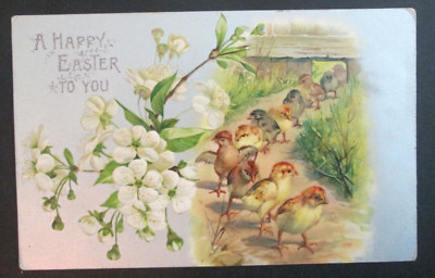 Happy Easter Greetings To You Chicks Unposted DB EMB Postcard