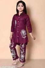 Girls Stylish Long Sleeves Kurta Set BEAUTIFUL TOP  PANT printed Co-ord Set