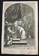 Francois Chauveau Engraving After Le Vie De St. Bruno Sueur Page 14 Anoited 1660