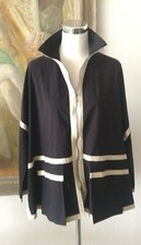 Marla Wynne Black+tan Color Block Kimono Jacket Side Slits Viscose Blend Flare S