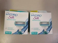Lot of 2 Boxes Schick Hydro Silk 5 Sensitive Razor Blade Refills 6 Cartridges Ea