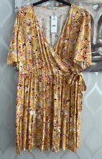 Pretty GEORGE Floral Mock Wrap Summer Dress BNWT Plus Size 22 Holiday Brunch