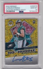 2022 Mosaic Carson Strong Gold No Huddle Auto RC PSA 10 2/10 Eagles ZD