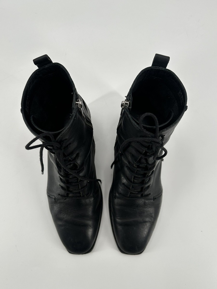 Frye Monroe Leather Block Heel Side Zip Lace-up Combat Boot Frye Monroe Leather Block Heel Side Zip Lace-up Combat Boot