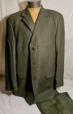 Men Vito Rufolo Soft Brown Wool Three Button Pleat Pant Suit 50L 40x30 VTG MINT