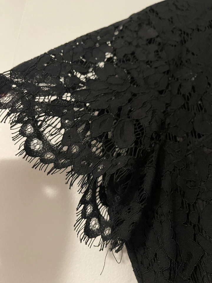 Miusol Women's Retro Floral Lace Short Sleeve Bridesmaid Party Dress Black Size  Foto 4 de 4