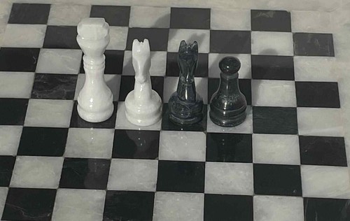 Juego de ajedrez vintage hecho a mano blanco y negro mármol - 12 pulgadas - Imagen 3 de 3