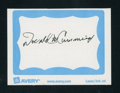 Donald Cummings American Fighter Pilot Ace-6.5 Signed 2.4x3.4 Bookplate E28335