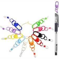 10 Pcs Silicone Pen Clip with Lobster Clasp, Pen Holder Badge Reel Clips, Badge