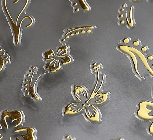 Gold and Silver Metallic Hibiscus Flower Nail Art Stickers 2 Sheets - Picture 2 of 3