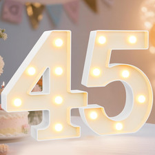 Decorative LED Light up Number Letters, White Plastic Marquee Number Lights Sign