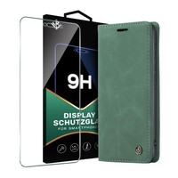 KlapphüLle FüR Samsung Galaxy A36 5G SchutzhüLle Handy Cover Etui GrüN 9H Glas