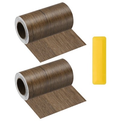 4'' x 16ft Self Adhesive Wood Grain Repair Tape with Scraper, Brown Wood