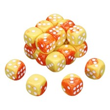 24Pcs 6 Sided Colored Standard Dice, Acrylic D6 Game Dice, Orange/Yellow, White