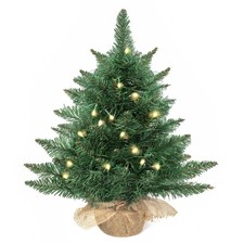 24 Inch Pre-lit Artificial Mini Christmas Tree,Tabletop Christmas Tree with 30