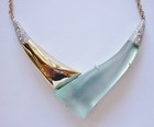 Necklace Signed AB Alexis Bittar Light Blue Lucite Gold Tone Rhinestone — photo 1