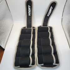 Ambor Adjustable Ankle Weights 2lb Pair Black Gray Strength Training Fitness Gym