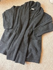 Vintage Windmoor 100% Pure New Wool Cardigan Charcoal Dark Grey Size M