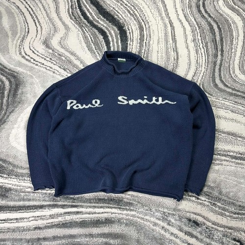 Paul Smith, Women's VTG Paul Smith 1990's Navy Script Logo Size XL Pullover Knitted Jumper
