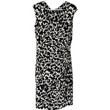 Ralph Lauren Black White Ruched Career Womens Professional Dress 10